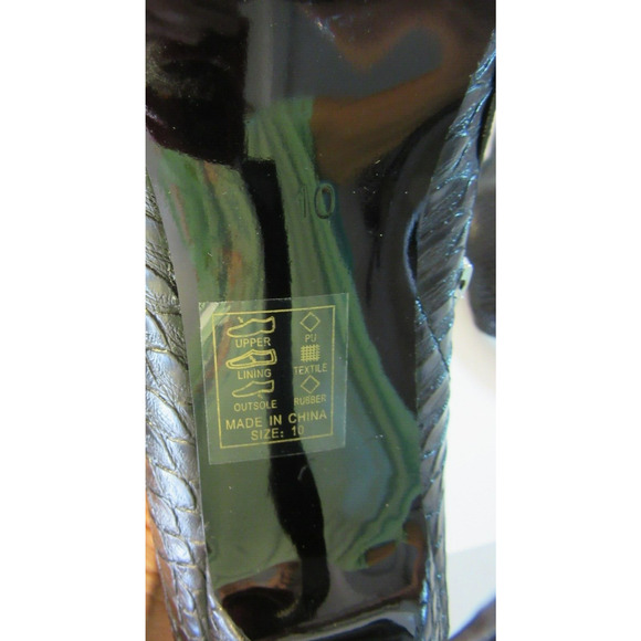 AZALEA WANG Black Snake Pattern Soft Size 10 Zip Up Square Toe Ankle Booties - Picture 6 of 6